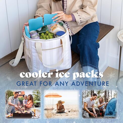 Cool Coolers by Fit & Fresh 4 Pack XL Slim Ice Packs, Quick Freeze Space Saving Reusable Ice Packs for Lunch Boxes or Coolers in Kuwait