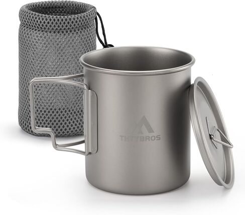 THTYBROS Titanium Camping Cup/Mug 750ML (25oz) with Lid & Mesh Storage Bag, Lightweight Titanium Cookware for Backpacking, Hiking, Travel, and Outdoor Survival Gear, Single Wall Design in Saudi Arabia