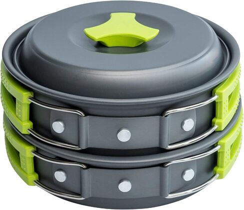 MalloMe Camping Cookware Mess Kit for Backpacking Gear – Camping Cooking Set - Camping Pots and Pans Set - Backpacking Stove/Portable Stove Compatible - Camp Kitchen Equipment Accessories Pot in Saudi Arabia