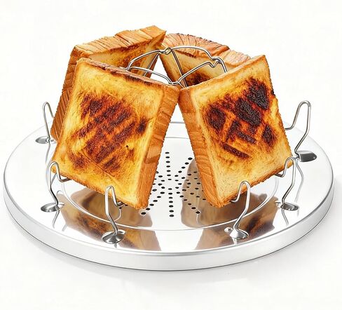 Rondauno Camp Stove Toaster Outdoor, Foldable Toaster for Camping | Stainless Steel, Holds 4 Bread Slices, Compact for Hiking and Picnic in Saudi Arabia