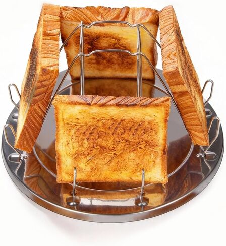 Rondauno Camp Stove Toaster Outdoor, Foldable Toaster for Camping | Stainless Steel, Holds 4 Bread Slices, Compact for Hiking and Picnic in Saudi Arabia