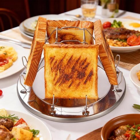 Rondauno Camp Stove Toaster Outdoor, Foldable Toaster for Camping | Stainless Steel, Holds 4 Bread Slices, Compact for Hiking and Picnic in Saudi Arabia