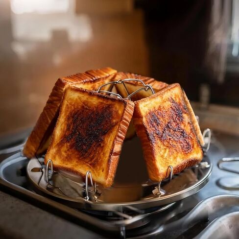 Rondauno Camp Stove Toaster Outdoor, Foldable Toaster for Camping | Stainless Steel, Holds 4 Bread Slices, Compact for Hiking and Picnic in Saudi Arabia