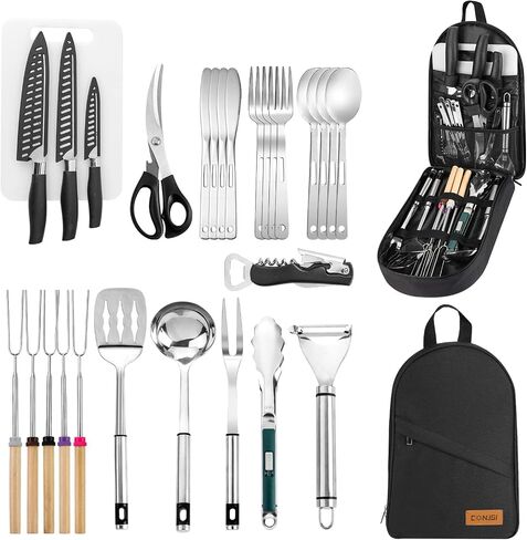 Camping Cookware Storage Bag - Camping Cooking Utensils Set Bag Camping Tool Portable Storage Bag Suitable for Knife, Fork, Spoon, Chopping Board, Chef's Knife,Kitchenware Storage in Saudi Arabia