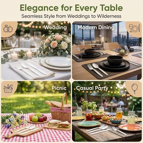 180-Count Compostable Utensils Set - Heavy Duty BPI Certified, Plastic-Free Disposable Forks, Spoons, Knives Set for BBQ, Camping, Events - Plant-Based No Plastic Cutlery in Saudi Arabia