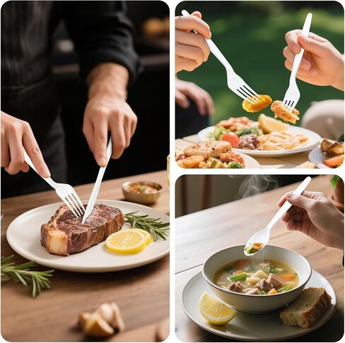 180-Count Compostable Utensils Set - Heavy Duty BPI Certified, Plastic-Free Disposable Forks, Spoons, Knives Set for BBQ, Camping, Events - Plant-Based No Plastic Cutlery in Saudi Arabia