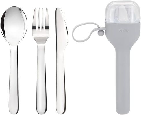 SOPHICO Stainless Steel Utensil Set w/Silicone Case for Camping/Kids Lunch | Stainless Steel Fork and Spoon, Knife Silverware,Portable & Leak-proof, Dishwasher Safe in Saudi Arabia