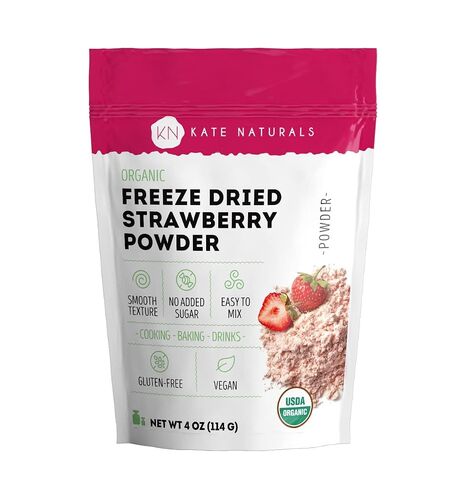Kate Naturals Organic Freeze Dried Strawberry Powder for Baking (4oz) | Natural Strawberry Flavoring for Cakes, Icing, Drinks & Smoothies, No Added Sugar in Saudi Arabia