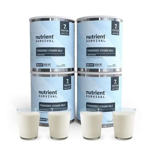 Nutrient Survival Vitamin Powdered Milk, Freeze Dried Prepper Supplies & Emergency Food Supply, 21 Essential Nutrients, Soy & Gluten Free, Shelf Stable Up to 25 Years, One Can, 50 Servings in Saudi Arabia