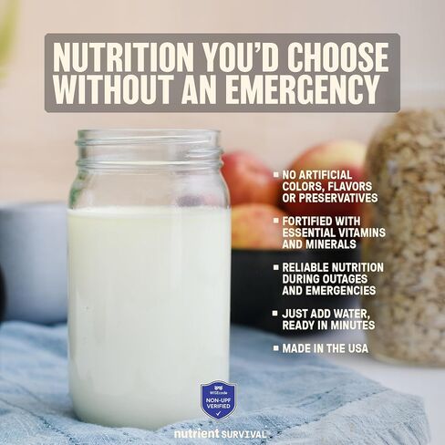 Nutrient Survival Vitamin Powdered Milk, Freeze Dried Prepper Supplies & Emergency Food Supply, 21 Essential Nutrients, Soy & Gluten Free, Shelf Stable Up to 25 Years, One Can, 50 Servings in Saudi Arabia