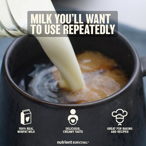 Nutrient Survival Vitamin Powdered Milk, Freeze Dried Prepper Supplies & Emergency Food Supply, 21 Essential Nutrients, Soy & Gluten Free, Shelf Stable Up to 25 Years, One Can, 50 Servings in Saudi Arabia