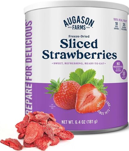 Augason Farms Freeze Dried Sliced Strawberries Pouch 1.4 oz | Gluten Free Snack for Baking, Smoothies, and Emergency Storage, Healthy Individual Fruit Snacks 1.4 Ounces (4 Servings) in Saudi Arabia
