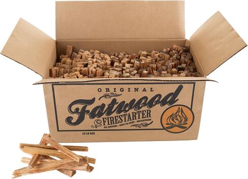 Fatwood Fire Starter Sticks 10lb Box - Indoor or Outdoor 100% All Natural Pine Fire Starters for Campfires, Fireplace, Firepit, Wood Stove, or BBQ Grill - Kindling Wood Firewood Lighter by Pure Garden in Saudi Arabia