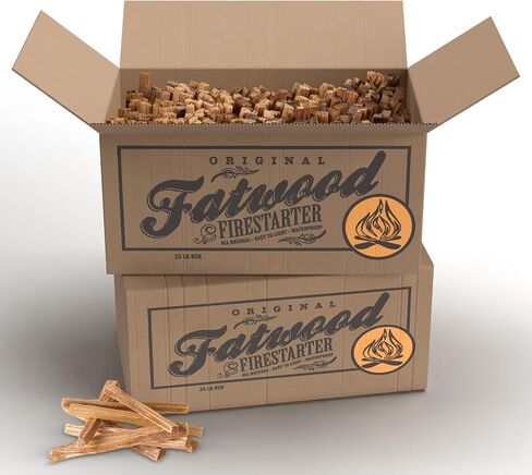 Fatwood Fire Starter Sticks 10lb Box - Indoor or Outdoor 100% All Natural Pine Fire Starters for Campfires, Fireplace, Firepit, Wood Stove, or BBQ Grill - Kindling Wood Firewood Lighter by Pure Garden in Kuwait