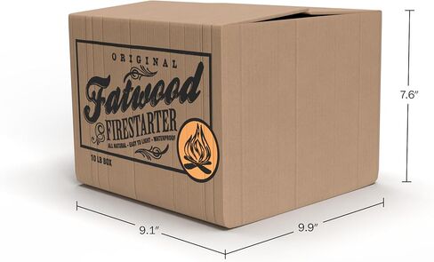 Fatwood Fire Starter Sticks 10lb Box - Indoor or Outdoor 100% All Natural Pine Fire Starters for Campfires, Fireplace, Firepit, Wood Stove, or BBQ Grill - Kindling Wood Firewood Lighter by Pure Garden in Kuwait