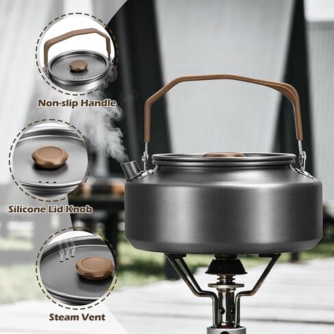 Leonyo 18PCS Camping Cookware Set, Camping Cooking Pot Pan Mess Kit | Camp Cooking Essentials Equipment Accessories with Aluminum Kettle, Grill Grate, Outdoor Open Fire Camping Gear Backpacking in Saudi Arabia