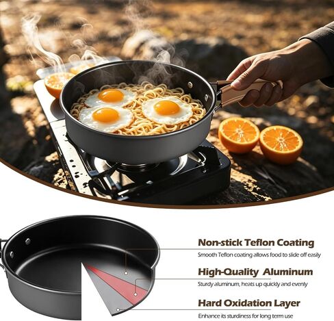 Leonyo 18PCS Camping Cookware Set, Camping Cooking Pot Pan Mess Kit | Camp Cooking Essentials Equipment Accessories with Aluminum Kettle, Grill Grate, Outdoor Open Fire Camping Gear Backpacking in Saudi Arabia