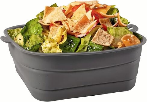 Collapsible Silicone Bowl for Camping, 25cm x 8.5cm | Foldable & Portable, Food Safe Silicone, with Side Handles, Kitchen & Outdoor Use, Space Saving Design in Saudi Arabia