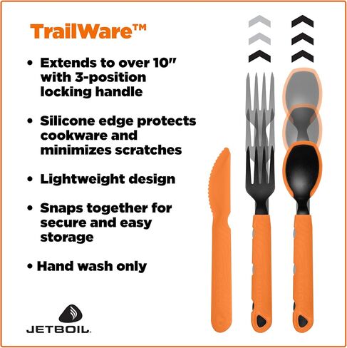 Jetboil TrailWare Backpacking and Camping Utensil Set, Extendable Fork, Knife and Spoon in Saudi Arabia