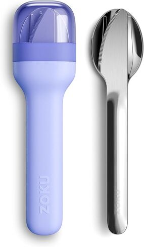ZOKU Pocket Utensil Set, Charcoal - Stainless Steel Fork, Knife, and Spoon Nest in Hygienic Case - Portable Design for Travel, School, Work, Picnics, Camping and Outdoor Home Use in Saudi Arabia