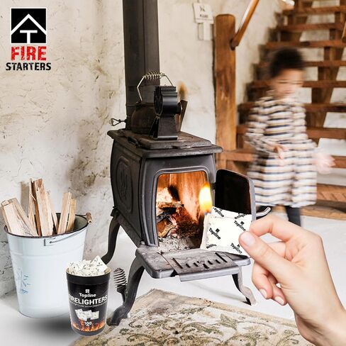 Topline 100 Fire Starters for Fireplace, Wood Stove, Charcoal BBQ & Campfire — Waterproof Odorless Fire Starter Sachets, Quick-Light Indoor & Outdoor Firestarter Pouches in Storage Tube in Saudi Arabia