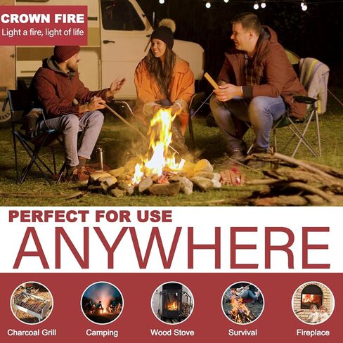 Topline 100 Fire Starters for Fireplace, Wood Stove, Charcoal BBQ & Campfire — Waterproof Odorless Fire Starter Sachets, Quick-Light Indoor & Outdoor Firestarter Pouches in Storage Tube in Saudi Arabia
