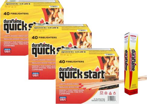 أجهزة إشعال النار سريعة البدء من Duraflame - علبة مكونة من 40 قطعة | إشعال حريق فوري ونظيف وموثوق للمواقد والشوايات وحفر النار ومغامرات التخييم in Kuwait