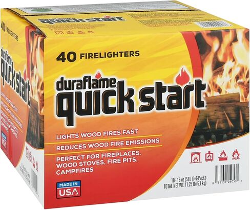 أجهزة إشعال النار سريعة البدء من Duraflame - علبة مكونة من 40 قطعة | إشعال حريق فوري ونظيف وموثوق للمواقد والشوايات وحفر النار ومغامرات التخييم in Kuwait
