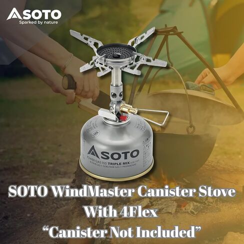 SOTO WindMaster Backpacking Stove with 4Flex, Canister Not Included | Lightweight & Durable Camp Stove for Windy Weather, Compact & Portable Camping Stoves for Hiking & Outdoor Cooking in Saudi Arabia