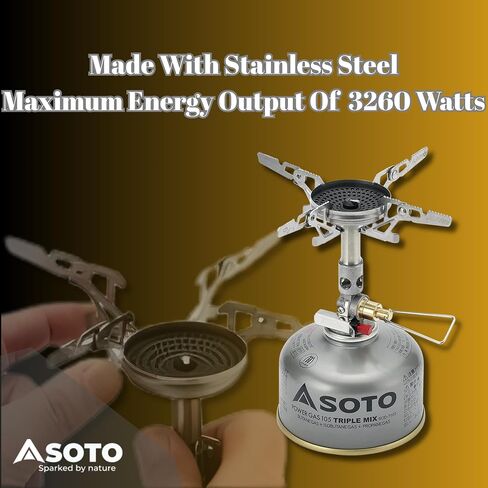 SOTO WindMaster Backpacking Stove with 4Flex, Canister Not Included | Lightweight & Durable Camp Stove for Windy Weather, Compact & Portable Camping Stoves for Hiking & Outdoor Cooking in Saudi Arabia