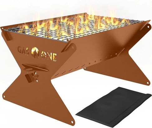 GasOne 15" Portable Charcoal Grill – Foldable BBQ Grill – Camping Grills for Backyard, Bonfire, Patio – Heavy-Duty Portable Fire Pit – Camp Cooking Gear in Saudi Arabia