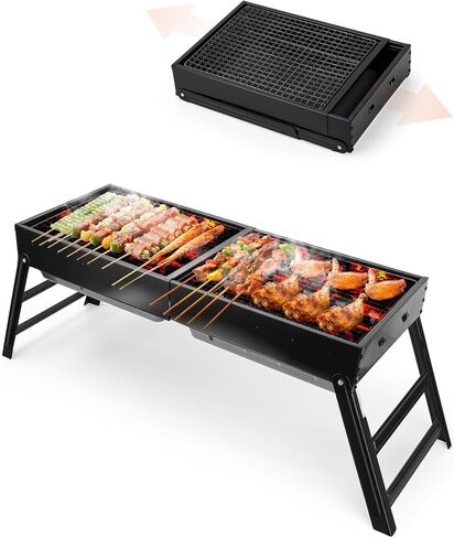 Kizmyee BBQ Barbecue Grill, Portable Folding Charcoal Barbecue Grill | Outdoor Stainless Steel BBQ Grill for Picnic Garden Terrace Camping Travel in Saudi Arabia