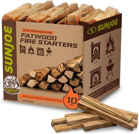 Sun Joe 10 lb Fatwood Fire Starter Sticks, All-Natural Pine Kindling, Firewood Starters for Wood Stove, BBQ Grill, Campfire, Fireplace, and Fire Pit, FATWOOD10 in Saudi Arabia