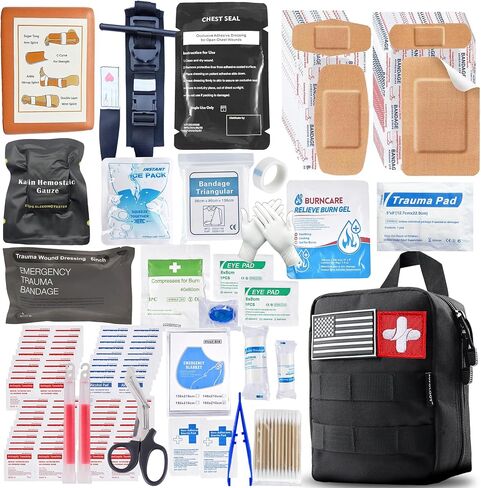 First Aid Kits with 36" Splint Israeli Bandage Tourniquet Chest Seal, 138PCS Trauma Kits Survival Gear and Equipment Multi-Purpose Emergency Tool Kits, IFAK Bag for Outdoor Camping Hunting Car Home in Saudi Arabia
