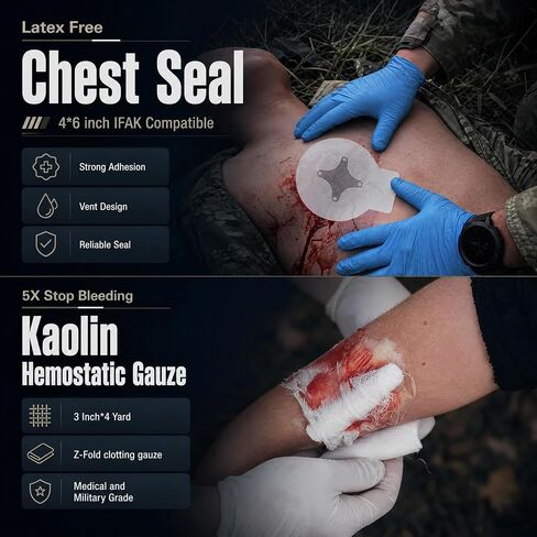First Aid Kits with 36" Splint Israeli Bandage Tourniquet Chest Seal, 138PCS Trauma Kits Survival Gear and Equipment Multi-Purpose Emergency Tool Kits, IFAK Bag for Outdoor Camping Hunting Car Home in Saudi Arabia
