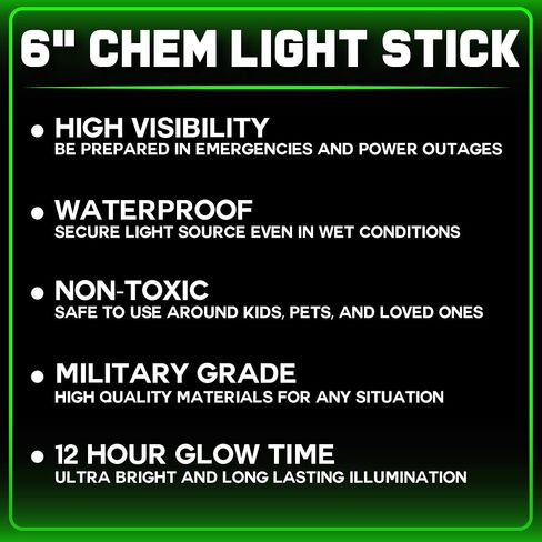 PartySticks Emergency Glow Sticks - 12 Ultra Bright Individually Wrapped Military Grade Chem Lights - 12 Hour Bulk Tactical Light Sticks for Survival Gear, Camping, and Power Outages in Saudi Arabia