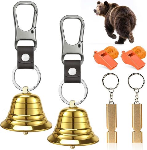 NedFoss Bear Bell for Hiking | Hiking Essentials for Women, Emergency Whistle and Bear Bells for Hiking, Camping, Biking, Solid Bear Deterrent Hiking Gear in Saudi Arabia
