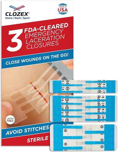 Clozex Emergency Laceration Closure Only- Close Wounds Without Stitches with This Surgical-Grade Skin Device. Available in 3 Variations for Wounds up to 1.0" or 3.5". Life Happens, Be Ready! in Saudi Arabia