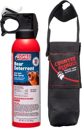 Counter Assault Bear Spray - Bears, Mountain Lions, Coyotes - Long-Range 32ft Distance - Pepper Spray Safety Gear for Hiking & Camping Protection - 2% Capsaicin - 8.1 oz in Saudi Arabia