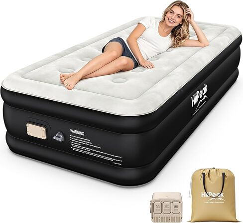 HiiPeak 8.6inch Twin Air Mattress with Built-in Pump Inflates in 2 Minutes | All Night Stability No Bad Smell TPU Blow up Mattress, Air Bed for Tent Camping, Home, Guests, Car Travel in Saudi Arabia
