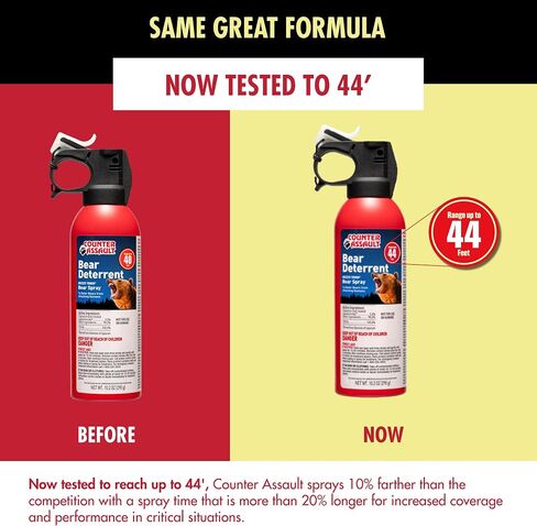 Counter Assault Bear Spray Combo, 8.1 oz & 10.2 oz, 2 Holsters | Combo Pack Pairs a 32-Foot, 7-Second 8.1 oz Canister with a 44-Foot, 10-Second 10.2 oz Canister & Two Holsters in Saudi Arabia