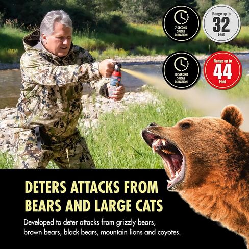 Counter Assault Bear Spray Combo, 8.1 oz & 10.2 oz, 2 Holsters | Combo Pack Pairs a 32-Foot, 7-Second 8.1 oz Canister with a 44-Foot, 10-Second 10.2 oz Canister & Two Holsters in Saudi Arabia