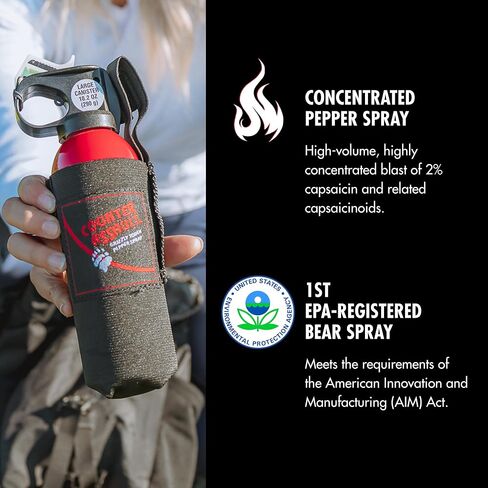 Counter Assault Bear Spray Combo, 8.1 oz & 10.2 oz, 2 Holsters | Combo Pack Pairs a 32-Foot, 7-Second 8.1 oz Canister with a 44-Foot, 10-Second 10.2 oz Canister & Two Holsters in Saudi Arabia