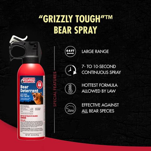 Counter Assault Bear Spray Combo, 8.1 oz & 10.2 oz, 2 Holsters | Combo Pack Pairs a 32-Foot, 7-Second 8.1 oz Canister with a 44-Foot, 10-Second 10.2 oz Canister & Two Holsters in Saudi Arabia