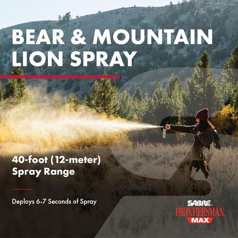 Sabre Frontiersman MAX Bear Spray & Mountain Lion Deterrent, Holster, Bell Kit – 40‑Foot Range, Max Strength 2% Major Capsaicinoids, EPA‑Registered, Self Defense for Hiking, Camping & Hunting, 7.9 oz in Kuwait