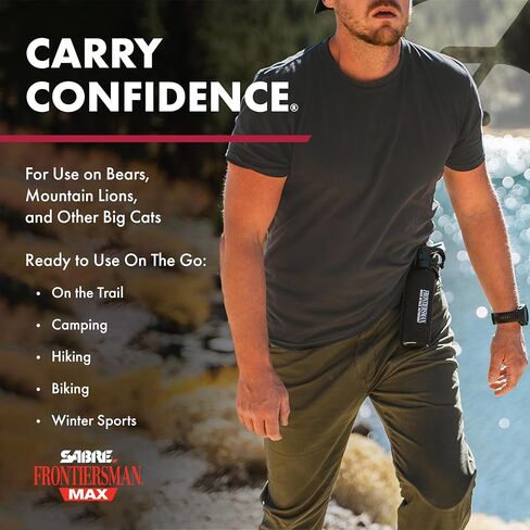 Sabre Frontiersman MAX Bear Spray & Mountain Lion Deterrent, Holster, Bell Kit – 40‑Foot Range, Max Strength 2% Major Capsaicinoids, EPA‑Registered, Self Defense for Hiking, Camping & Hunting, 7.9 oz in Kuwait