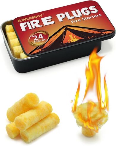 Fire Plugs Fire Starters, Windproof Long Brun Survival Tools 24pcs | Fire Starters for Fireplace,Chimney,BBQ Grill,Camping Fire,Wood Stove - Emergency Survival Tools in Saudi Arabia