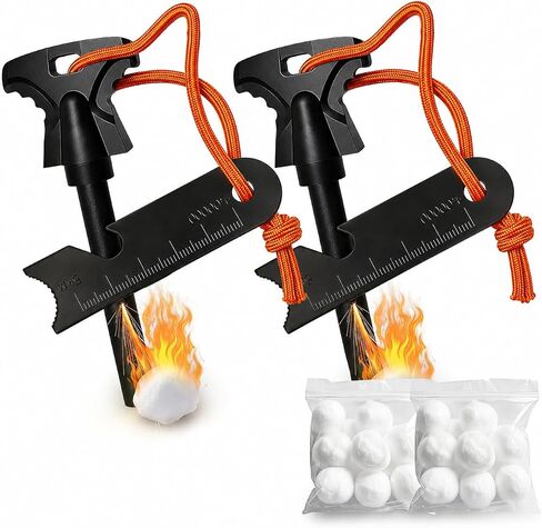 22PCS Fire Starter Survival Kit with 2 Ferro Rods & Striker Tinder | 20 Waterproof Tinder Balls, 2 x 4.5″ Ferro Rods, 24,000+ Strikes, All-Weather Emergency Gear for Camping, Hiking & Bushcraft in Saudi Arabia