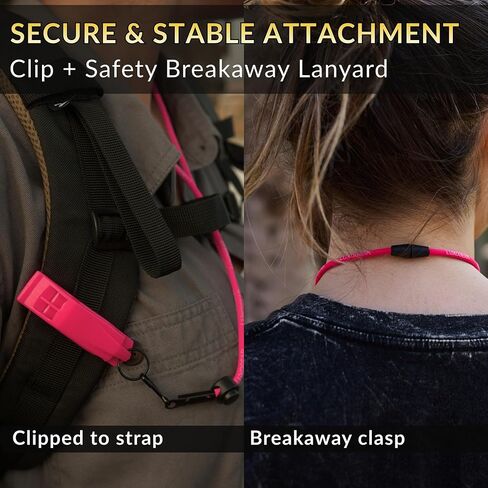 Pink Whistle (2-Pack) 120dB Loud Safety & Emergency Whistle with Lanyard and Breakaway Clasp for Hiking, Kayak, Boat, Personal Safety, Travel, Emergency Kits in Kuwait