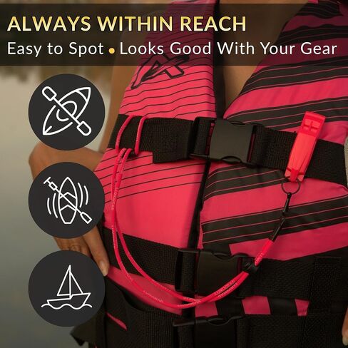 Pink Whistle (2-Pack) 120dB Loud Safety & Emergency Whistle with Lanyard and Breakaway Clasp for Hiking, Kayak, Boat, Personal Safety, Travel, Emergency Kits in Kuwait